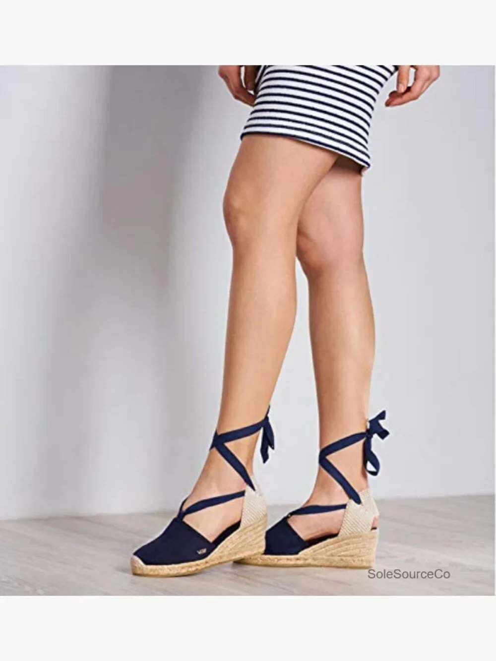 Espadrille Canvas Wedges with Ankle Laces - Handmade in Spain